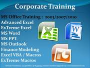 Advanced Excel training,  Excel VBA /macros,  Excel Workshop