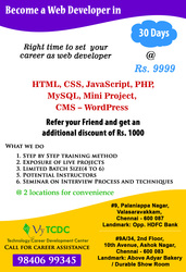 Web Developer Job Opportunity in Chennai