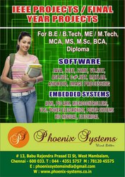 Best BE, BTECH, BCA, MCA, MSc, M.Tech, M.E Final Year Projects in Chennai.