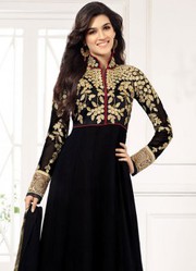 Black Semi Stitched Long Length Anarkali Suits just only on Rs.1499/-