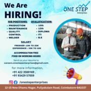  Production related jobs in Coimbatore - Onestep Enterprises
